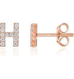 925 Sterling Silver, 14K Gold Plated, CZ Simulated Diamond Stud Earrings Fashion Alphabet Letter Initial Earrings Rose Gold H...