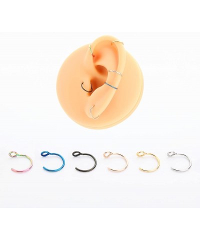 Fake Nose Ring Hoop Clip On, Non Piercing Lip Rings 20G 8mm,Gold Black Rose Gold, Stainless Steel No Pierced for Women Men A0...