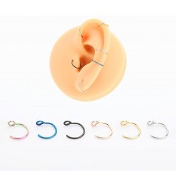 Fake Nose Ring Hoop Clip On, Non Piercing Lip Rings 20G 8mm,Gold Black Rose Gold, Stainless Steel No Pierced for Women Men A0...