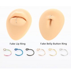 Fake Nose Ring Hoop Clip On, Non Piercing Lip Rings 20G 8mm,Gold Black Rose Gold, Stainless Steel No Pierced for Women Men A0...