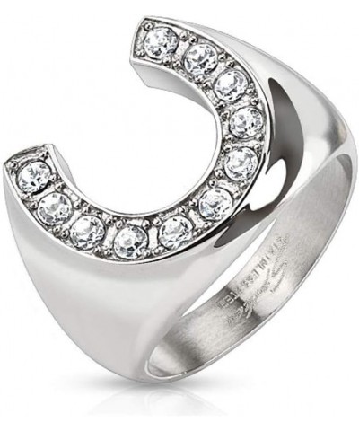 Horseshoe with Gemmed Rim Cast Ring Stainless Steel Width: 0.63" (16mm), Ring Size: 12 $12.00 Rings