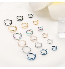 Double Nose Ring for Single Piercing 20G Spiral Nose Ring Surgical Steel 6MM 8MM 10MM 12MM Double Nose Hoop Piercing Jewelry ...