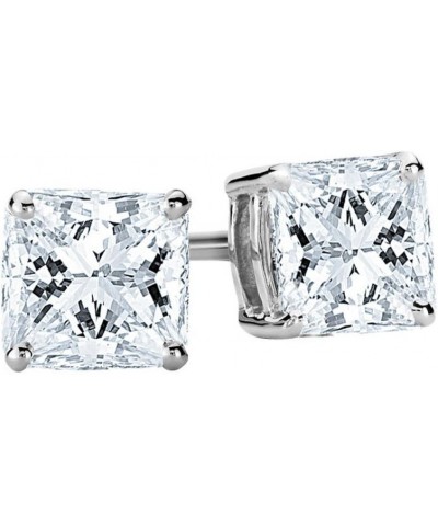 1/4-2 Carat Total Weight Princess Diamond Stud Earrings 4 Prong Screw Back (H-I Color VS1-VS2 Clarity) Platinum 1.5 carats $1...