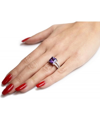 Princess Cut Simulated Mystic Topaz Cubic Zirconia Ring Sterling Silver (Color Options, Sizes 4-13) Simulated Amethyst $10.12...