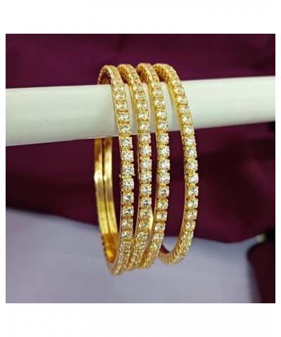 Indian Bangles for Women Round CZ Crystal Rhinestone Bracelet Bangle Set Indian Wedding Party Bangles Indian Bridal Bangles F...