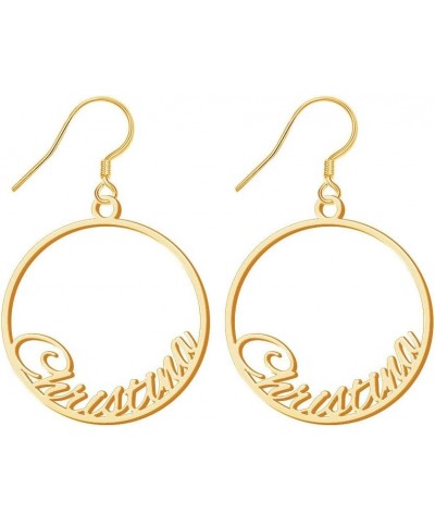 Personalized Name Earrings, 18K Gold Plated Dangle Fashion Earrings for Women Girl Circle Name Earrings 2 $14.30 Earrings