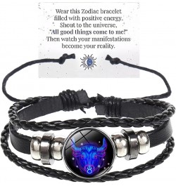 Zodiac Signs Spirit Bracelet Multilayer Adjustable 12 Constellation Black Leather Bracelet Handmade Woven Zodiac Sign Wrap Br...