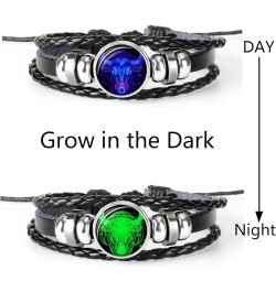 Zodiac Signs Spirit Bracelet Multilayer Adjustable 12 Constellation Black Leather Bracelet Handmade Woven Zodiac Sign Wrap Br...