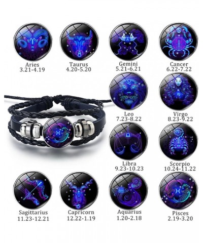 Zodiac Signs Spirit Bracelet Multilayer Adjustable 12 Constellation Black Leather Bracelet Handmade Woven Zodiac Sign Wrap Br...