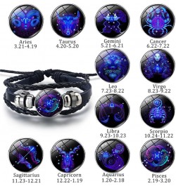 Zodiac Signs Spirit Bracelet Multilayer Adjustable 12 Constellation Black Leather Bracelet Handmade Woven Zodiac Sign Wrap Br...