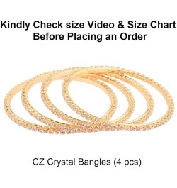 Indian Bangles for Women Round CZ Crystal Rhinestone Bracelet Bangle Set Indian Wedding Party Bangles Indian Bridal Bangles F...