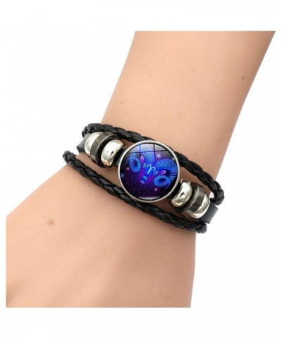 Zodiac Signs Spirit Bracelet Multilayer Adjustable 12 Constellation Black Leather Bracelet Handmade Woven Zodiac Sign Wrap Br...