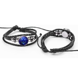 Zodiac Signs Spirit Bracelet Multilayer Adjustable 12 Constellation Black Leather Bracelet Handmade Woven Zodiac Sign Wrap Br...