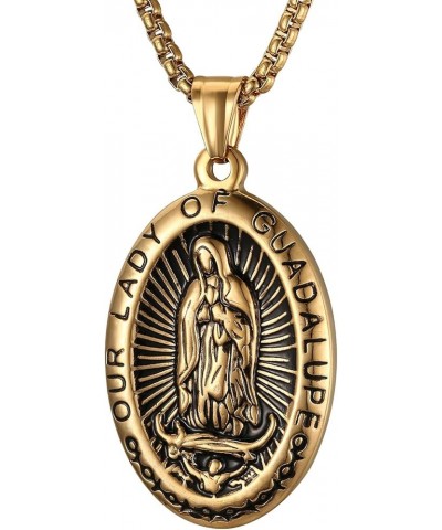 Virgin Mary Necklace,Our Lady of Guadalupe Necklace for Men and Women with 3MM 22" + 2" Chain Necklace Gold $10.79 Necklaces