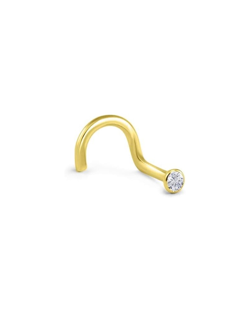 18k Yellow Gold 1.5mm, 2mm, 2.5mm, or 3mm Bezel CZ 22G 20G 18G Right Screw-1.5mm CZ-22G $18.49 Body Jewelry