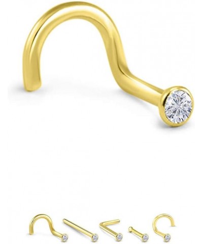 18k Yellow Gold 1.5mm, 2mm, 2.5mm, or 3mm Bezel CZ 22G 20G 18G Right Screw-1.5mm CZ-22G $18.49 Body Jewelry