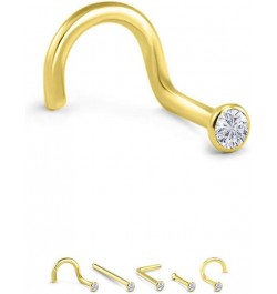 18k Yellow Gold 1.5mm, 2mm, 2.5mm, or 3mm Bezel CZ 22G 20G 18G Right Screw-1.5mm CZ-22G $18.49 Body Jewelry