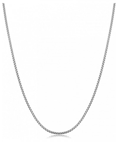 925 Sterling Silver Solid Round Box Link Chain Necklace - 925 Rhodium Necklace Chains 1.5MM - 3.5MM, Box Chain, Pendant Chain...