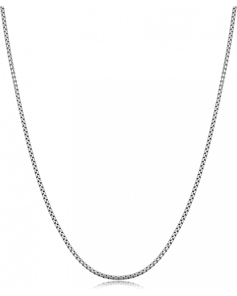 925 Sterling Silver Solid Round Box Link Chain Necklace - 925 Rhodium Necklace Chains 1.5MM - 3.5MM, Box Chain, Pendant Chain...