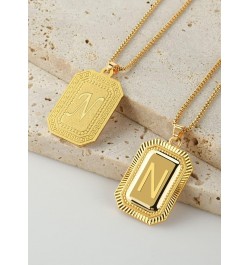 18K Gold Plated Initial Necklace for Men Women, A-Z 26 Alphabet Letter Personalized Name Necklaces, Square Double Side Engrav...