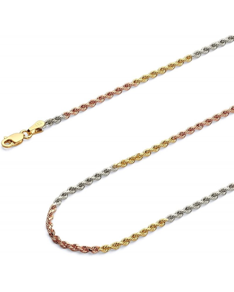 14K Solid Gold Heavy Rope Chains (Select Options) 20 Inches Tri Color Gold $410.80 Necklaces