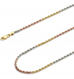 14K Solid Gold Heavy Rope Chains (Select Options) 20 Inches Tri Color Gold $410.80 Necklaces