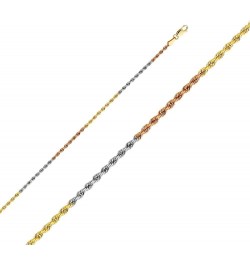 14K Solid Gold Heavy Rope Chains (Select Options) 20 Inches Tri Color Gold $410.80 Necklaces