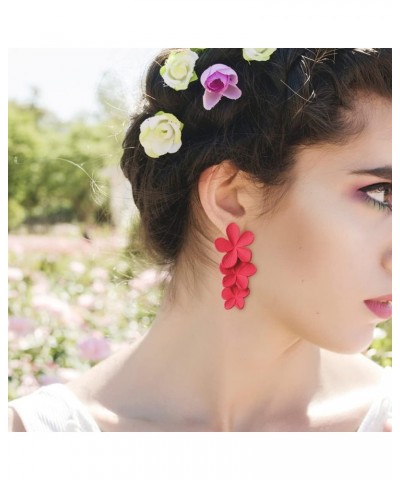 Colorful Flower Dangle Earrings for Women Gilrs Cute Plant Petal Drop Earrings Sweet Flower Earrings Wedding Party Jewelry Gi...