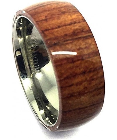 8mm Titanium With Pure Brown Hawaiian Koa Wood Domed Top Wedding Band Ring ForMen Or Ladies $17.03 Rings