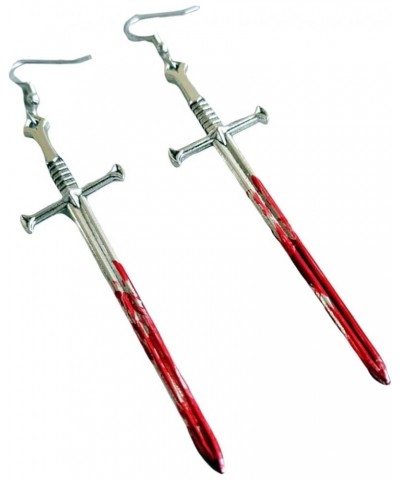 Halloween Terror Bloody Earrings Punk Red Bloody Knife Oblique Saw Hammer Earrings Gothic Cosplay Murderous Weapon Earrings A...