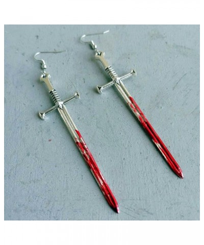 Halloween Terror Bloody Earrings Punk Red Bloody Knife Oblique Saw Hammer Earrings Gothic Cosplay Murderous Weapon Earrings A...