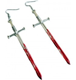 Halloween Terror Bloody Earrings Punk Red Bloody Knife Oblique Saw Hammer Earrings Gothic Cosplay Murderous Weapon Earrings A...