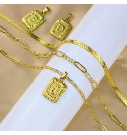 Dainty ??????? ??????? ????????? for Women, ??? ???? Plated Paperclip Chain Necklace Simple Cute Letter Pendant Initial Choke...