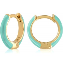 14K Gold Plated Sterling Silver Enamel Color Huggie Hoop Earrings for Women – Wide Range of Vibrant Color Options Available G...