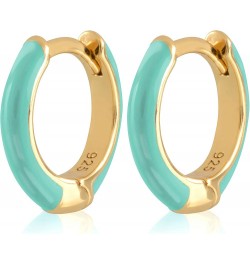 14K Gold Plated Sterling Silver Enamel Color Huggie Hoop Earrings for Women – Wide Range of Vibrant Color Options Available G...