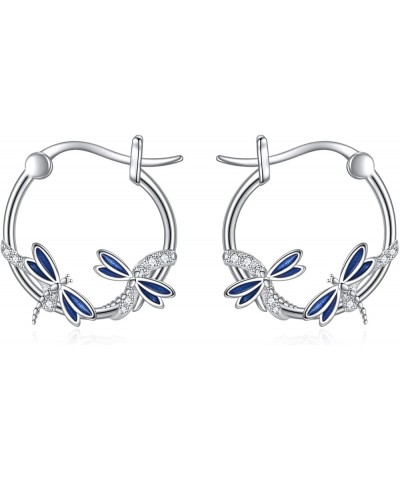 Animal Hoop Earrings For Women 925 Sterling Silver Hypoallergenic Earrings Jewelry Birthday Gifts Dragonfly $13.53 Earrings