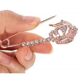 3pcs Crown Brooch Pin Rhinestone Brooch Pin Safety Pin Sweater Shawl Clips Cardigan Shawl Pin Dress Shirt Clips for Women Gol...