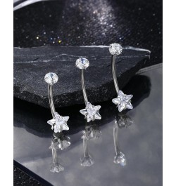 Minimalist Star G23 Solid Titanium Belly Button Rings 14G Internally Threaded Belly Navel Rings for Women Clear CZ Belly Pier...