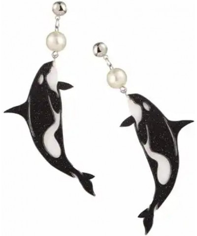 Orca Killer Whale Earring Earrings Dolphin Sea Crab Pinching Claw Transparent Fishing Crabbing Sailor Acrylic Seahorse Sea Ho...