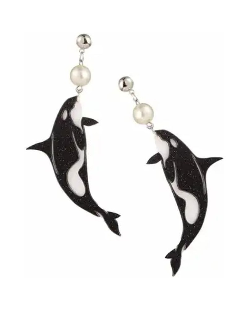 Orca Killer Whale Earring Earrings Dolphin Sea Crab Pinching Claw Transparent Fishing Crabbing Sailor Acrylic Seahorse Sea Ho...