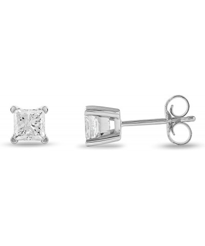 Certified10k Gold 0.10ct to 2ct Princess Diamond Stud Earring for Women (H-I, I2-I3) White Gold 0.75 carats $34.00 Earrings