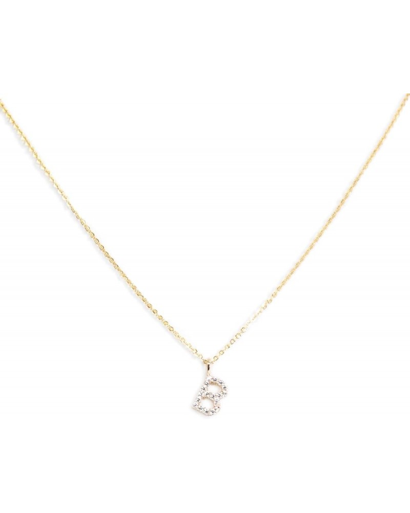 Pave Initial Necklace - Gold B $19.24 Necklaces