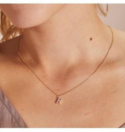 Pave Initial Necklace - Gold B $19.24 Necklaces