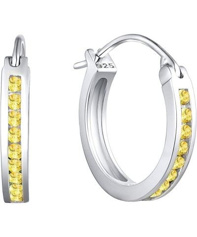 925 Sterling Slver Hoop Earrings Round Halo Huggie Earring Cubic Zirconia Jewelry for Women 11-topaz-Nov $26.65 Earrings