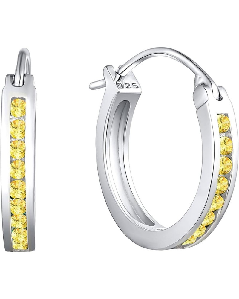 925 Sterling Slver Hoop Earrings Round Halo Huggie Earring Cubic Zirconia Jewelry for Women 11-topaz-Nov $26.65 Earrings