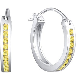 925 Sterling Slver Hoop Earrings Round Halo Huggie Earring Cubic Zirconia Jewelry for Women 11-topaz-Nov $26.65 Earrings