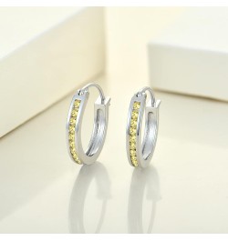 925 Sterling Slver Hoop Earrings Round Halo Huggie Earring Cubic Zirconia Jewelry for Women 11-topaz-Nov $26.65 Earrings