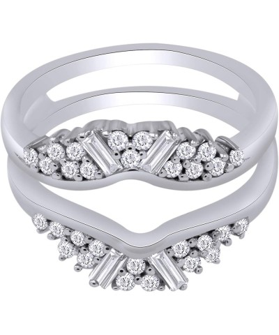 1.00 Carat Round & Baguette White Cubic Zirconia Enhancer Guard Ring 14K Gold Over Sterling Silver White $27.09 Rings