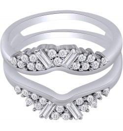 1.00 Carat Round & Baguette White Cubic Zirconia Enhancer Guard Ring 14K Gold Over Sterling Silver White $27.09 Rings