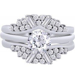 1.00 Carat Round & Baguette White Cubic Zirconia Enhancer Guard Ring 14K Gold Over Sterling Silver White $27.09 Rings